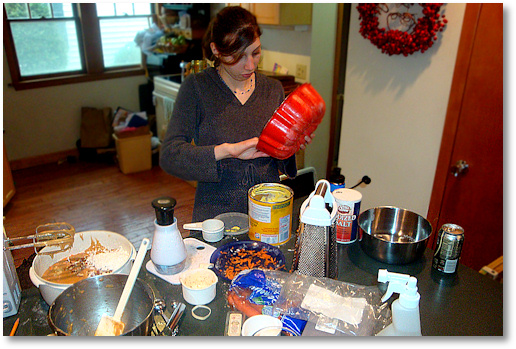 Greasing the Carrot Cake Pan