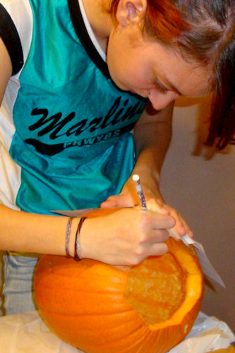 Carving Pumpkins 2010 - Angel Face Drawing