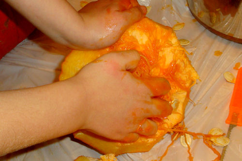 Carving Pumpkins 2010 - Z-Man with Goop
