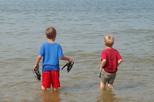 Boys Wading