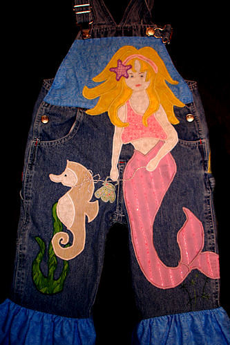 Mermaid Appliqué - Overalls Front