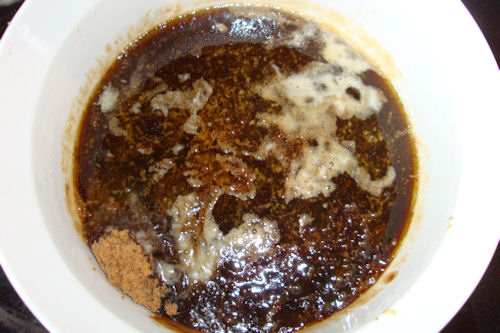 Microwave Caramel Corn Recipe - Melted Ingredients