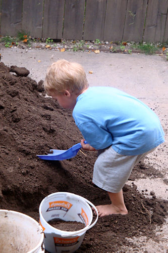 Raised Garden - Little Guy Digs Too