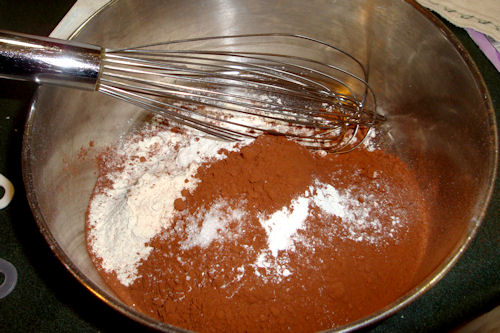Teddy Bear Cookies - Mix Flour and Cocoa