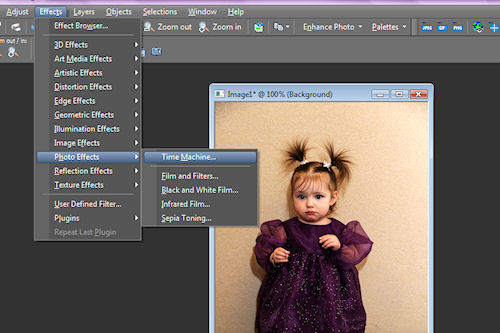 For Time Machine First Click Effects then Photo Effects