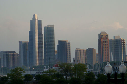 Chicago - Skyline with Sunshine