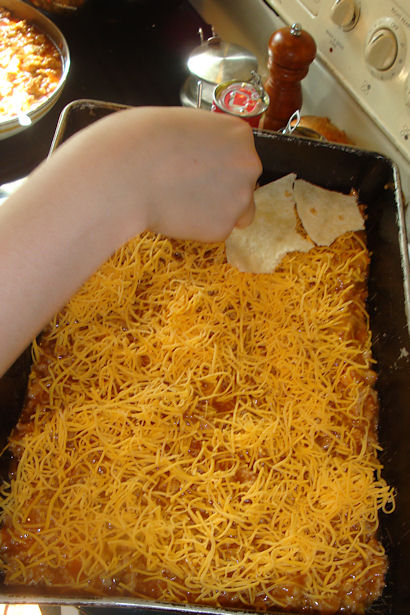 Enchilada Casserole Recipe -Layering the Casserole