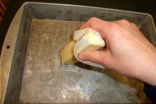 Rice Krispie Treats Recipe - Buttering the Pan