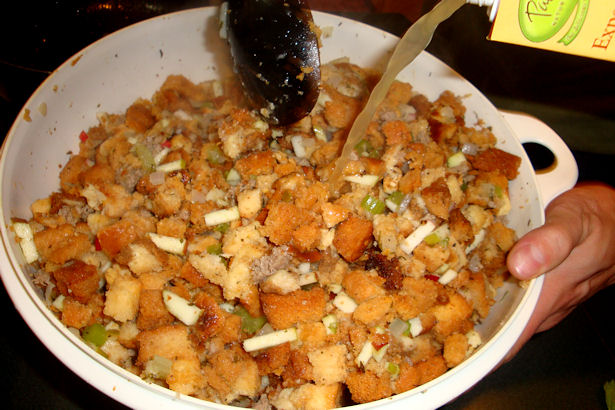 Sausage Apple Stuffing - Add More Liquid