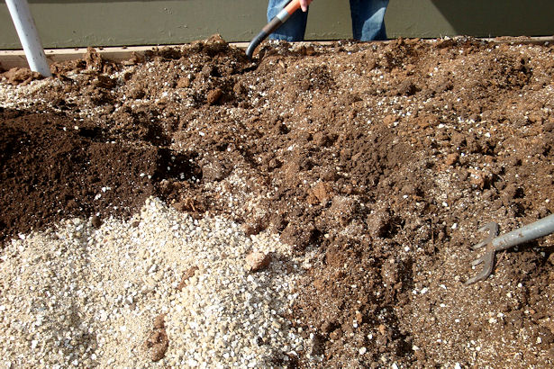 Square Foot Gardening Preparation - Mixing the Soil