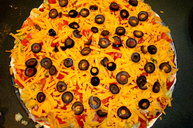 Taco Dip Recipe - Add Cheese & Black Olives