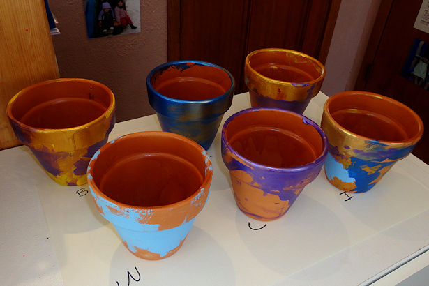 Painted Flower Pots for Mother's Day - Pots Sprayed