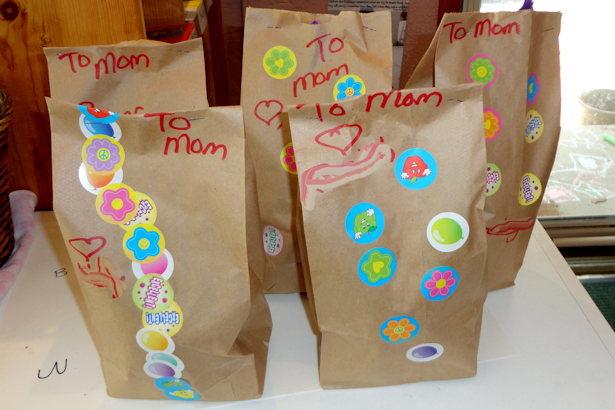 Painted Flower Pots for Mother's Day - Bags with Stickers