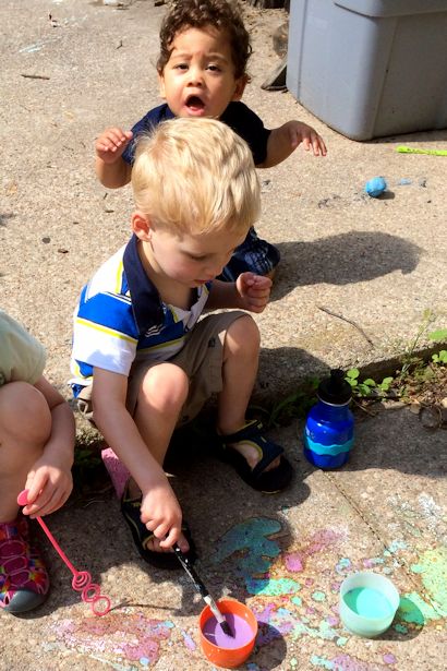 Make Sidewalk Chalk Paint - Boys Painting