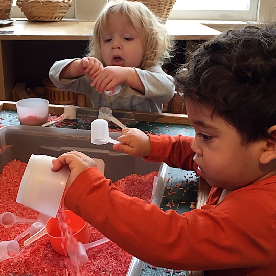 Edible Colored Rice for the Sensory Table - Playing