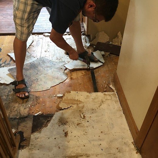 Floor Redo Day One - Dining Room