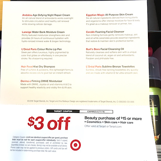 Target Beauty Box May 2016 - Coupon