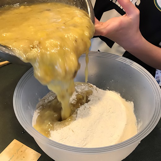 Hawaiian Bread Recipe - Add Wet Ingredients