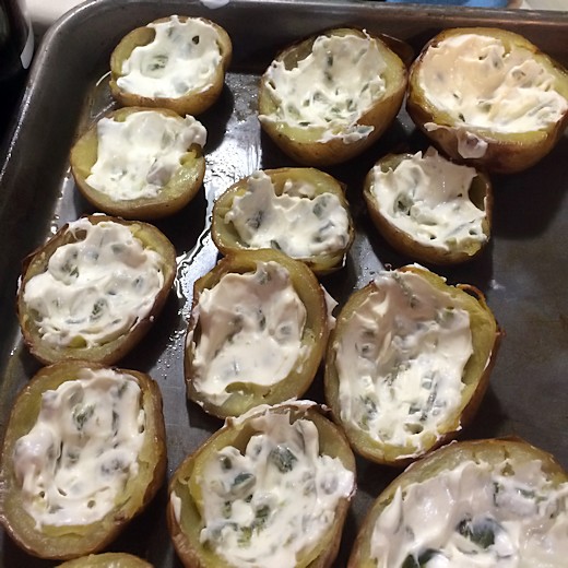 Jalepeno Popper Potato Skins - Fill with Cream Cheese Mixture